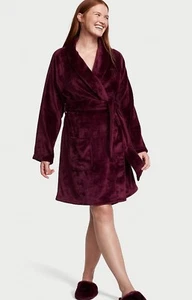 Victoria's VICTORIA Secret Maroon KIR Short COZY Plush Velour ROBE XL XXL - Picture 1 of 3
