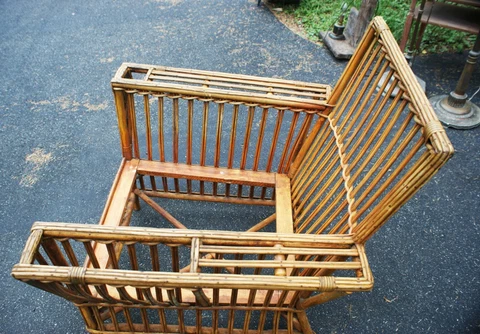 American 1930s Art Deco Stick Wicker Lounge Chair Cover