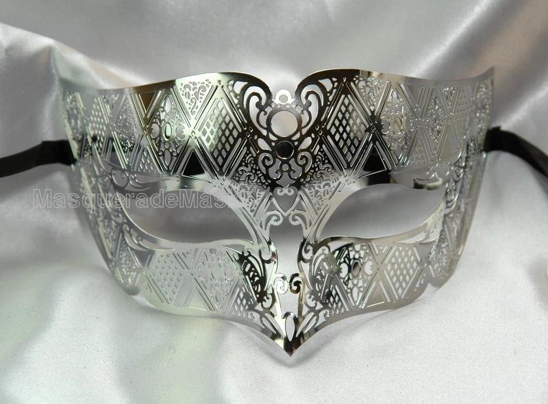 激光切割威尼斯金属男式假面面具男孩黑色领带派对单身舞会 — 第 1/1 张图片