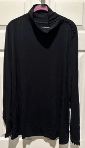WOW Soft Surroundings Womens Plus 2 X 2x Black Knit Button Neck Blouse L/S LN - Picture 1 of 6