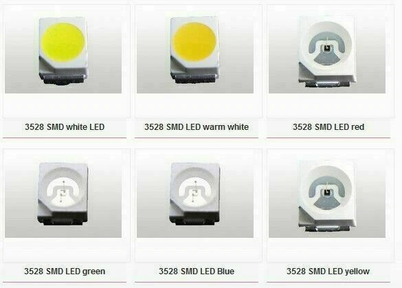 SMD LED LEDs 3528 RED BLUE GREEN WHITE WARM WHITE - 25 50 100 PACKS NEW UK - Image 1 of 1