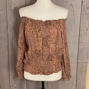 Blusa Wallflower Fuera del Hombro, Grande, Floral, Rayón, Manga Larga, Nueva con Etiquetas - Imagen 1 de 10