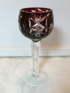 Crystal Ruby Red *Vintage Cased Cut-To-Clear Cordial Glass*  4 5/8"  EXC - Picture 1 of 8