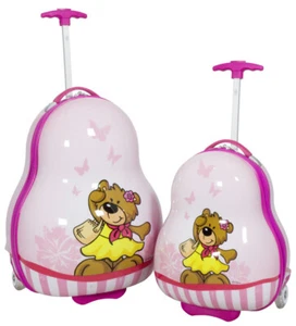 Valigia rigida bambini ragazze trolley orsacchiotto rosa 2 ruote bagaglio a mano rosa - Foto 1 di 19