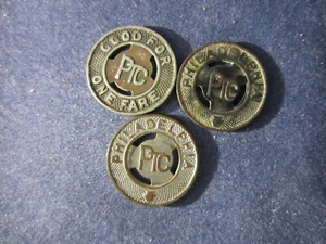 FIVE Vintage Philadelphia PRT Good For One Fare Transit Token 5 TOTAL - Picture 1 of 4