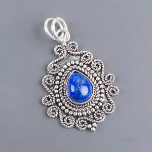Handmade 925 Sterling Silver Jewelry Pendant Lapis Lazuli Gemstone Pendant - Picture 1 of 3
