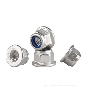 10/25X M3-M12 304 Acciaio inox flangia esagonale nylon inserto dado di blocco dado di blocco - Foto 1 di 15