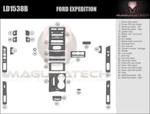 Fits Ford Expedition 2007-2008 No Factory Wood Basic Wood Dash Trim Kit - Bild 1 von 3