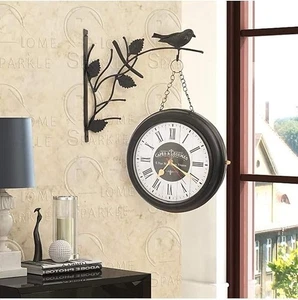 Antiguo Reloj Estación Victoria Doble Cara Ferrocarril Reloj de Pared Hogar Decorativo - Imagen 1 de 5