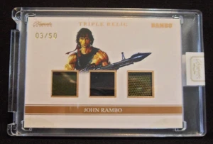 Rambo Keepsake Collection RAMBO II #03/50 "Triple Relic Patch" Karte #166 mit Hülle! - Bild 1 von 3