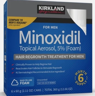 Kirkland Minoxidil 5% Foam Men Hair Regrowth Treatment  SEALED 6 MONTHS 1-2027+ - Image 1 of 2