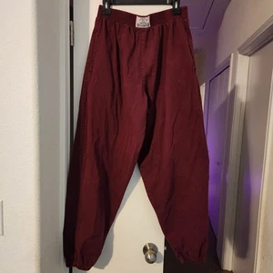 VINTAGE Arcade Powerwear USA Herren Einheitsgröße Fallschirm Baggy MC Hammer Hose MAROON - Bild 1 von 5
