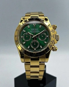 Britishgreen Watchmod daytonaa gold green / Vk63 movement 40mm Sapphire Edelstah - Bild 1 von 4