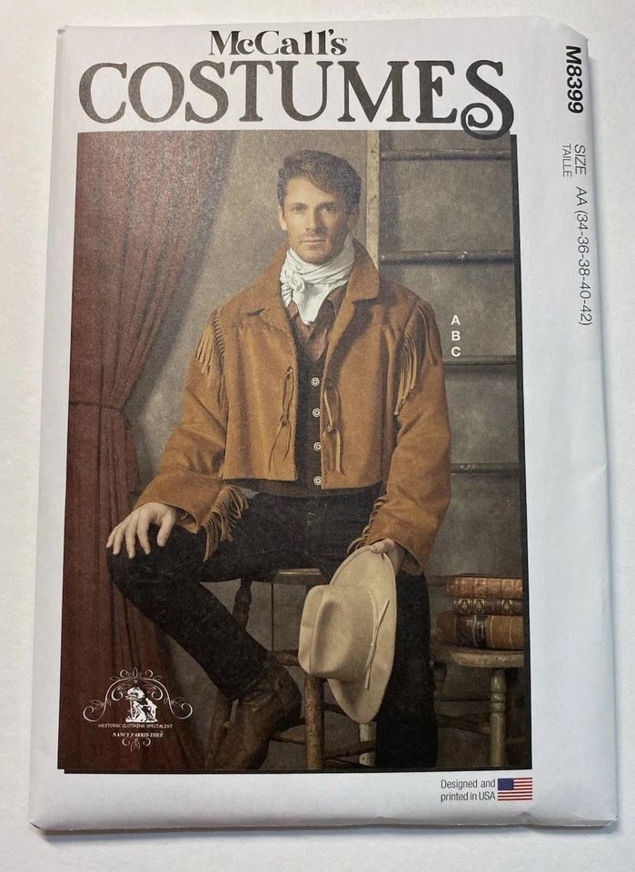 M8399 UNCUT ‘McCalls’ SEWING Pattern - ‘Men’s Western Fringed Jacket & Vest” - Image 1 of 4