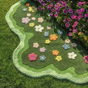 Lovely Green Moss Leaf Bathroom Rug - Non-Slip 3D Carpet, 1.6x2.6ft, A - Picture 1 of 7