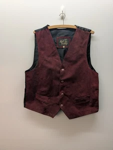 Echt Leder Weste Herren XL Burgund Gefüttert Wildleder Klassisch Knopfleiste - Bild 1 von 8