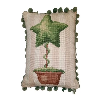 Almohadas de punta de aguja Topiario Estrella Pom Pom Verde Marfil De Colección Francés Raras Foto 1 de 2
