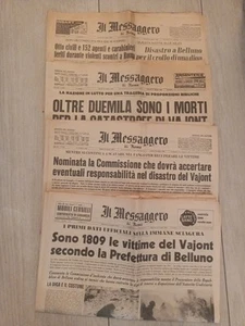 Disastro del Vajont - IL MESSAGGERO lotto 4 giornali 10/13 ottobre 1963 - Imagen 1 de 5