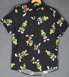 Looney Tunes Marvin the Martian Button Up Shirt Black Medium #2 - Picture 1 of 6