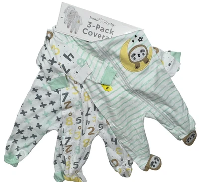 Koala Baby 6 Months 3-Pack Coverall Pajama Sleeper Infant 6 Mo. New - Image 1 of 4