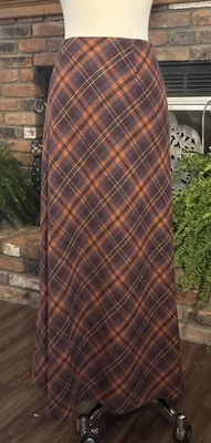 "Maxifalda de colección años 70 tartán 32"" cintura acampanada lana a cuadros como Preppy Cottagecore" Foto 1 de 4