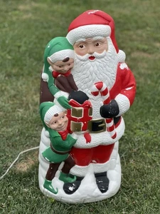 Vintage TPI Santa Blasform mit Elfen 31" 2001 Yard Weihnachtsdeko Kanada Rarität mit Licht - Bild 1 von 6