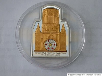 2006 Cook Is Large Silver/Goldpl.Proof $5-Vatican Benedict-Spain-Swarovski cryst - Image 1 of 2