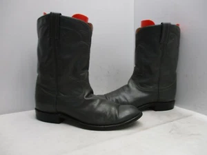 Tony Lama Gray Leather Roper Cowboy Boots Mens Size 9 D Style 2063 USA - Picture 1 of 8