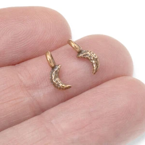 10 Tiny Copper Crescent Moon Charms, TierraCast Dainty Celestial Space Pendants - Picture 1 of 6