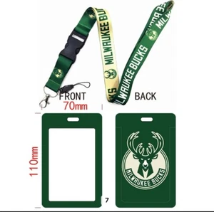 Milwaukee Bucks Lanyard Keychain AND ID Tag Holder Basketball Fan Gift - Picture 1 of 1