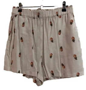 Sportsgirl White Linen Pineapple Shorts Size 10 - Picture 1 of 5