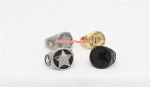 Men's Punk Biker Stainless Steel Star Pentacle Round Band Finger Ring 7-12# J503 - Picture 1 of 14