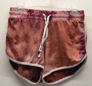 Love Streak Micro Shorts Women L Pink Tie Dye Elastic waist Athleisure Retro 70s - Picture 1 of 12