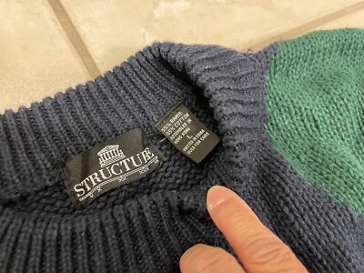 STRUCTURE CLASSIC UNIQUE DESIGN FINE KNIT WORK-CASUAL HOLIDAY SWEATER L - Image 1 of 4