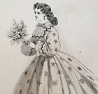 1861 Latest Style (Woman's) DRESS A T Stewart & Co GODEY'S LADY'S Book Print