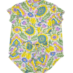 Piyama Maggie Pyjama Set - Hortensie grün gelb Gr. XS - Shorts & Shirt - Bild 1 von 9