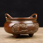 10 Cm Chinese Antique Bronze Censer Old Brass Incense Burner Pot Snt