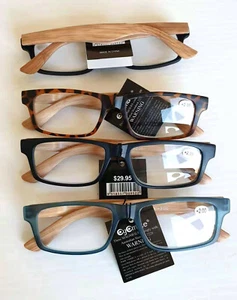 4 Pairs Mens Womens Unisex Australian Standard Reading Glasses Bamboo Leg Look - Picture 1 of 1