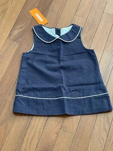 Gymboree Girls Caio Puppy Navy White Dot with White Trim Woven Top Size 10 New - Picture 1 of 5