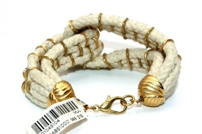 PULSERA PULSERA DOBLE CUERDA ANUDADA NUEVA; TONO BLANCO/DORADO  Foto 1 de 4