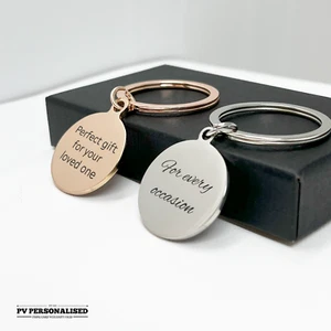 Personalisierter gravierter Schlüsselring beliebiger Text Name Geschenk maßgeschneidert Vatertag Edelstahl - Bild 1 von 14
