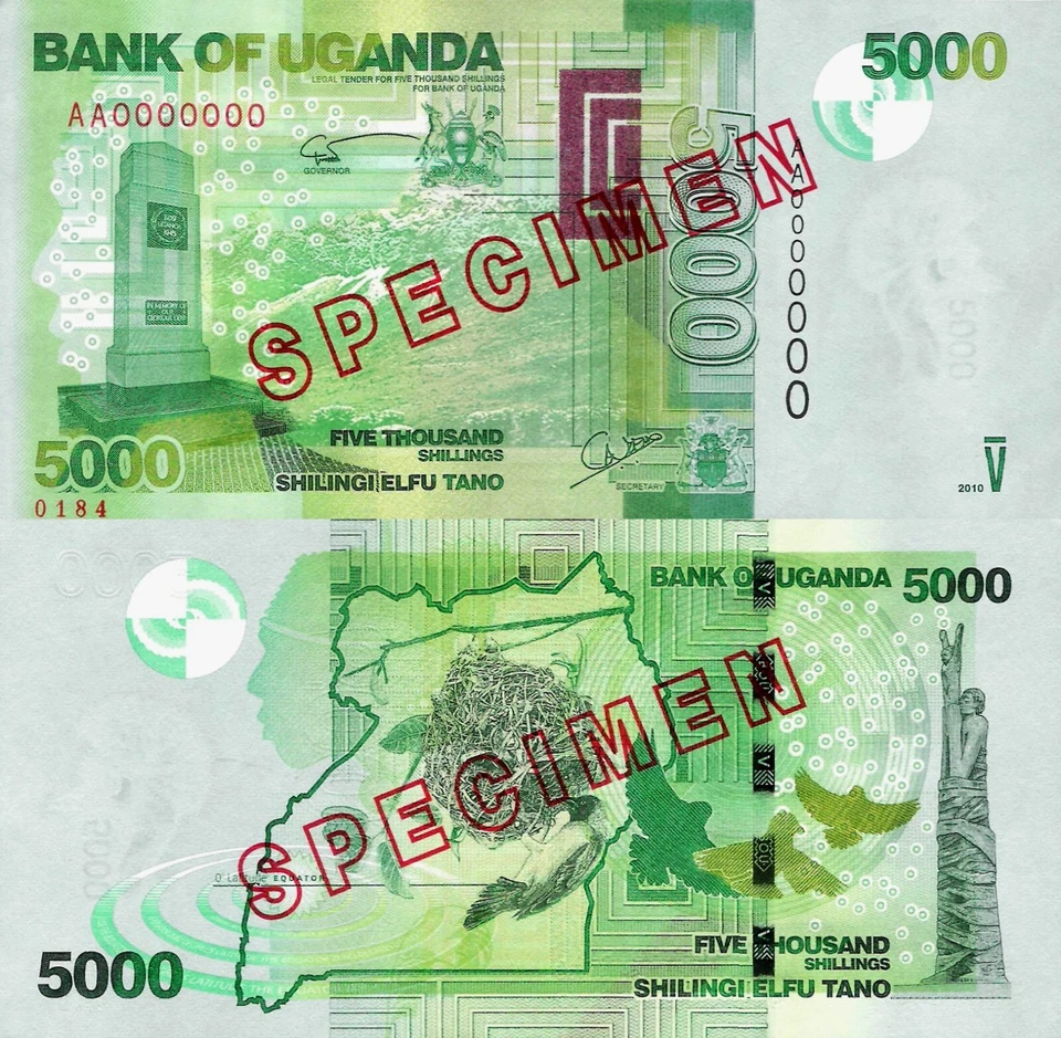 Uganda 2010 - 5000 shillings Pick 51as SPECIMEN - UNC - Image 1 of 1