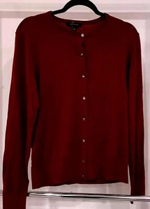 Ann Taylor Stylish Burgundy Knit Cardigan, Size L - Picture 1 of 3