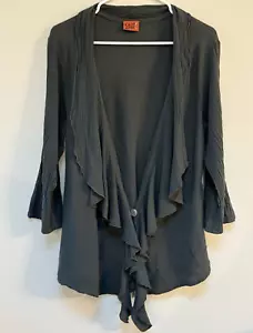 Oh mia garza! Top tunica donna Kendra verde 1 bottone con volant Lagenlook taglia Z - L/XL - Foto 1 di 8