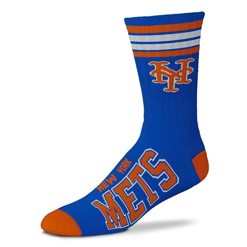 New York Mets Men's Crew Socks Medium Size 5 to 10 4 Stripe Cover