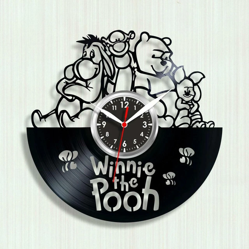 Winnie the Pooh Vinilo Disco Reloj de Pared Regalo Decoración del Hogar Cumpleaños Niños Regalo Foto 1 de 1