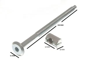 Furniture Cot Bed Bolt Allen Head + Barrel Nut 6mm M6 X 100mm 4 bolts + 4 nuts - Picture 1 of 1