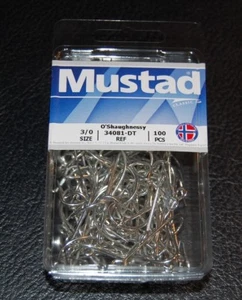 100 Mustad 34081-DT Size 3/0 Saltwater Big Game O'Shaughnessy Hooks 34081D-30 - Picture 1 of 2