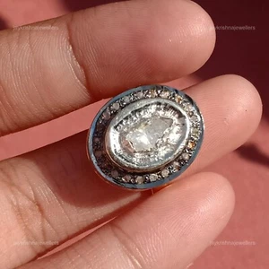 Rose Cut Polki Diamond Ring, 925 Silver Slice Diamond Handmade Wedding Gift Ring - Picture 1 of 5