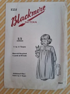 50s Blackmore Paper Sewing Dress Pattern Girls Nightdress 1 - 3 Years - Picture 1 of 2